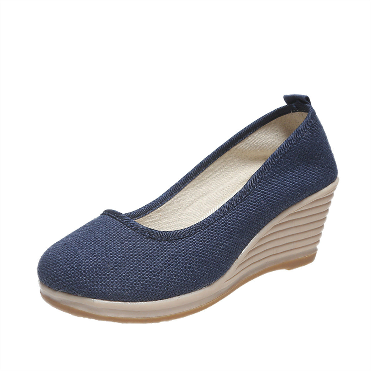 Egyszínű vászon lapos sarkú cipő, női alkalmi cipők