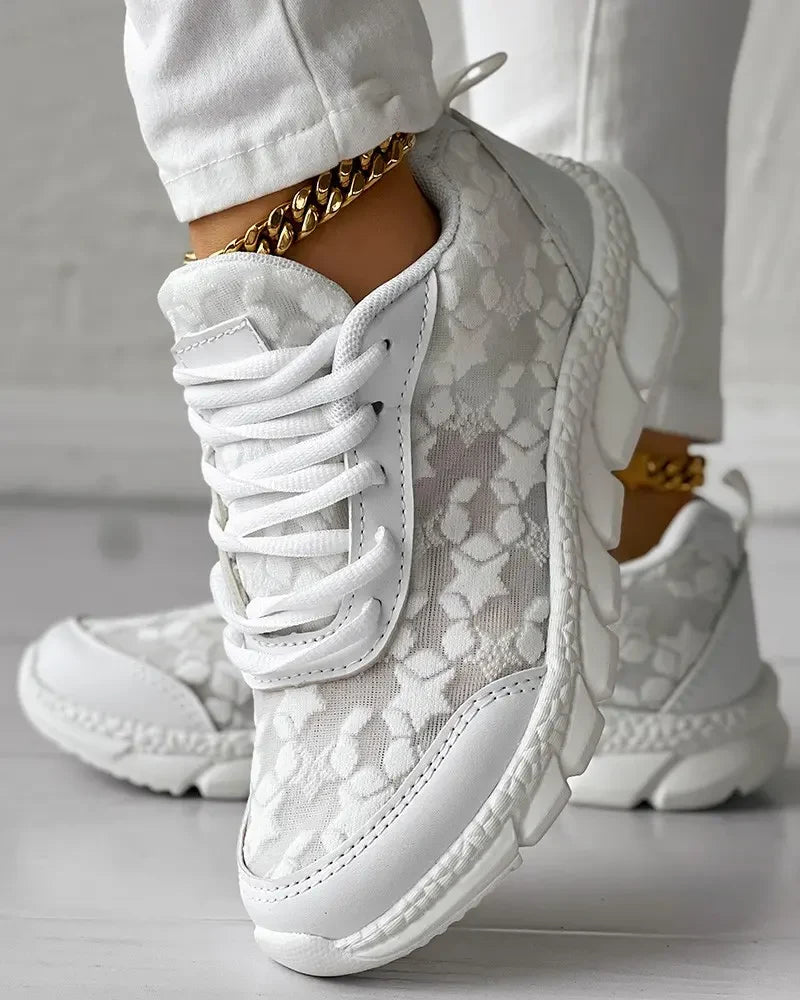 ❤[35-44]Tênis respirável com bico redondo e cadarço