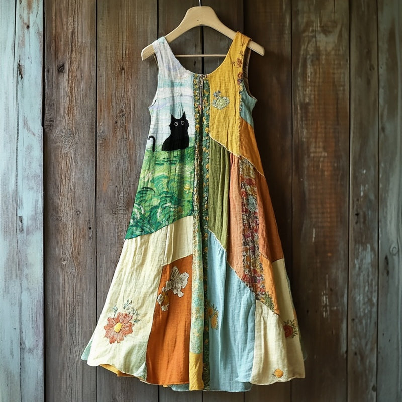 🌷【S-4XL】Vintage virágmintás ujjatlan ruha nőknek