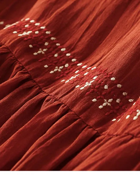 Bő, hímzett pamut és len ruha