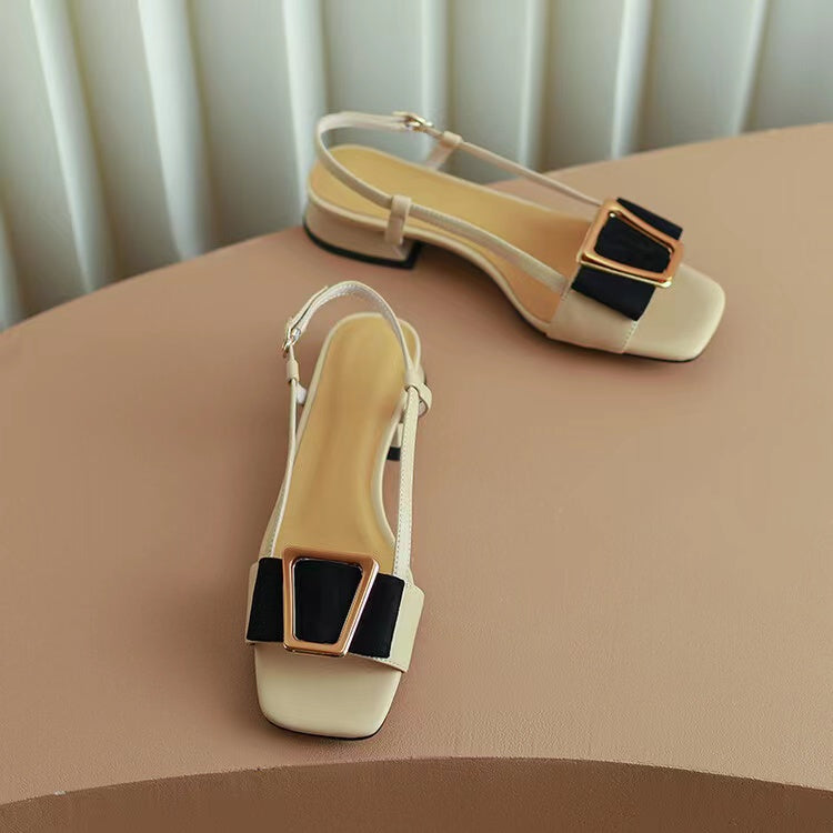 Női Colorblock Block Heel Retro szandál