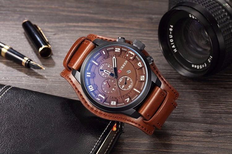 CURREN KÁVÉ BŐR NAPTÁR DÍSZ DOBOZBAN - CUR8225