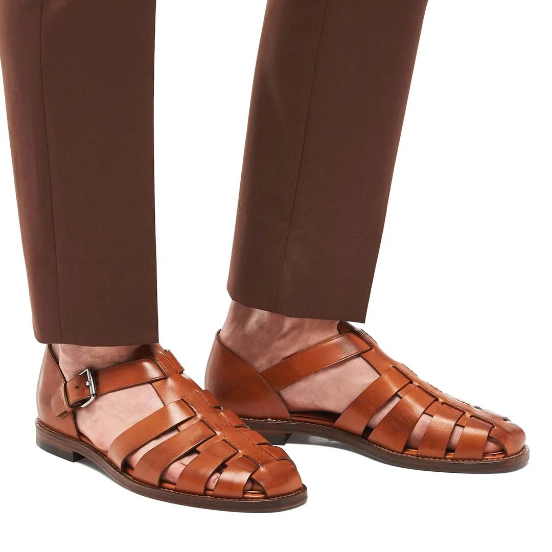 Bőr férfi szandálok (ingyenes szállítás)