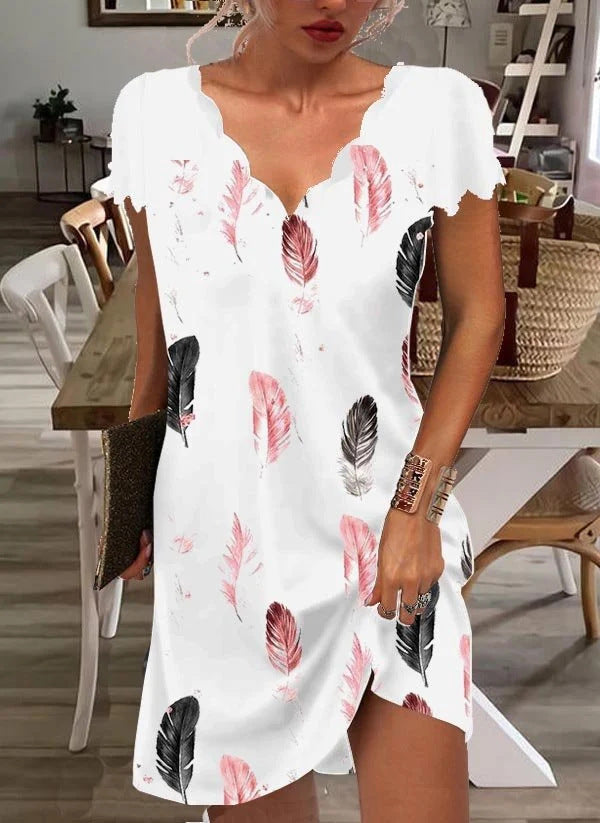 Recézett nyakú virágos ünnepi midi ruha