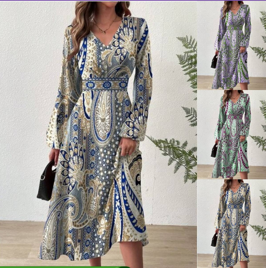 2024-es új stílusú elegáns és elegáns karcsúsító V-nyakú ruha