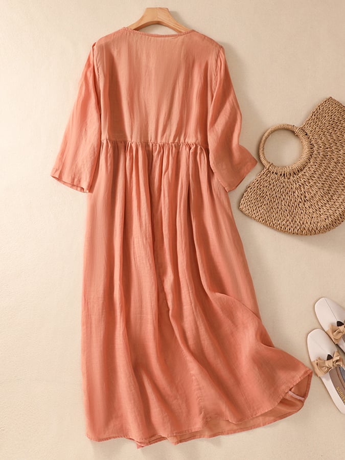 Pamut és len patchwork hímzett ruha