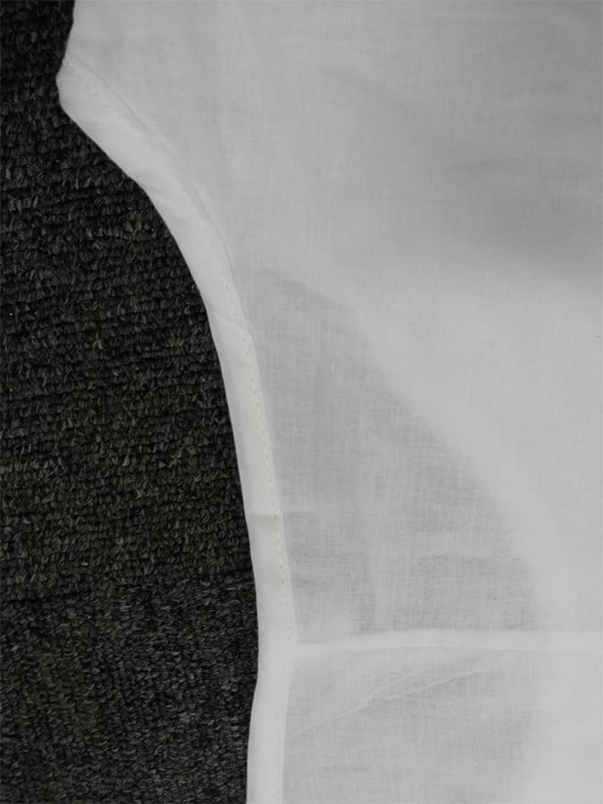 Pamut és vászon kétrétegű színes blokk hasított, rövid ujjú, kerek nyakú ruha