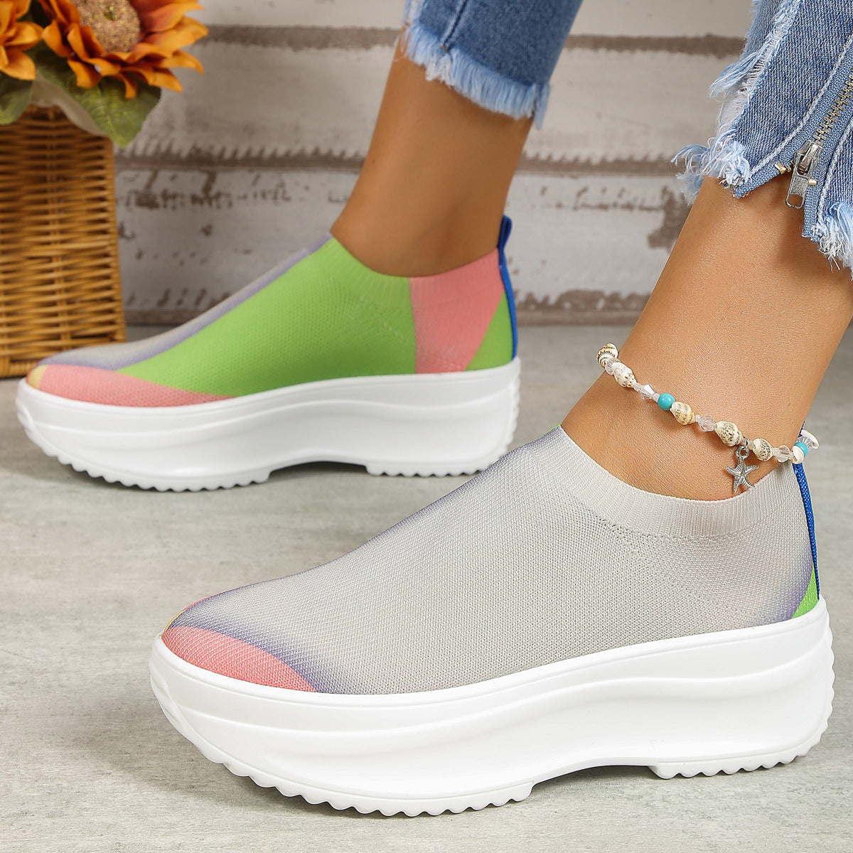 NŐI ORTOPÉD CSIZMÁK NADRÁG hajlítástámogató RAKTÁROK - FASHION COLORBLOCK ZOKNI CIPŐ