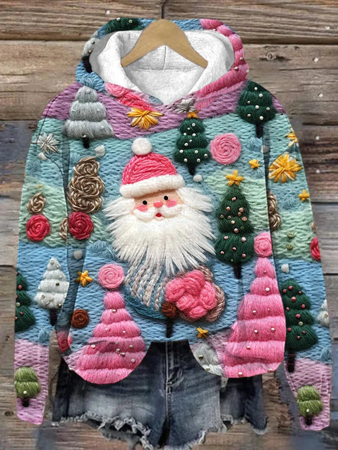 🔥 női rózsaszín Mikulás mintás pulóver Karácsonyi pulóver ingyenes szállítás