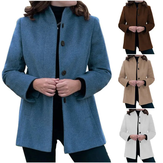 Gombokkal zárható keskeny gyapjúkabát