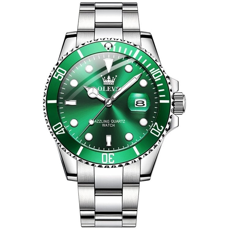 OLEVS GREEN WATER GHOST QUARTZ WATCH VÍZÁLLÓ LUXUS FÉRFI ÓRA