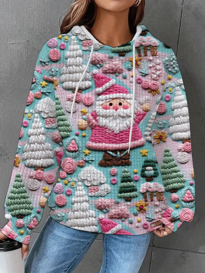 🔥 női rózsaszín Mikulás mintás pulóver Karácsonyi pulóver ingyenes szállítás