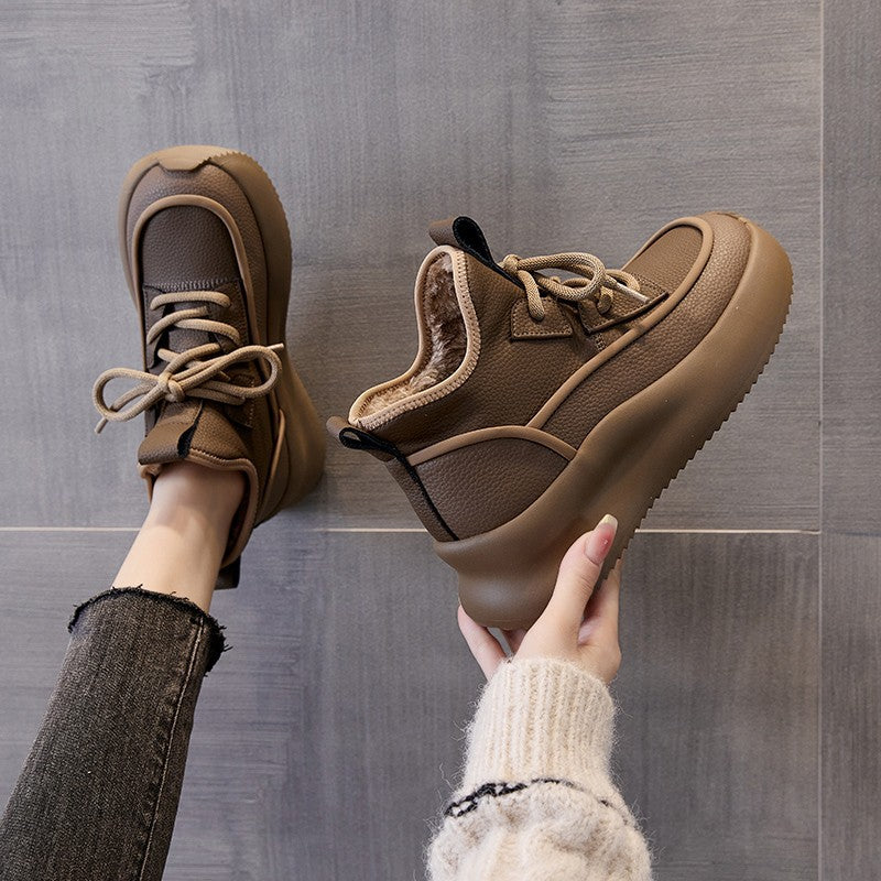 Téli puha bőr alkalmi Martin csizma nőknek