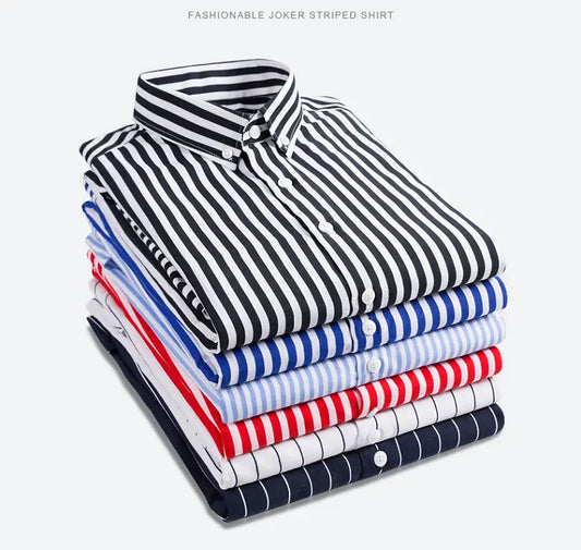 【M-5XL】 2023-as professzionális férfi csíkos hosszú ujjú munkaing