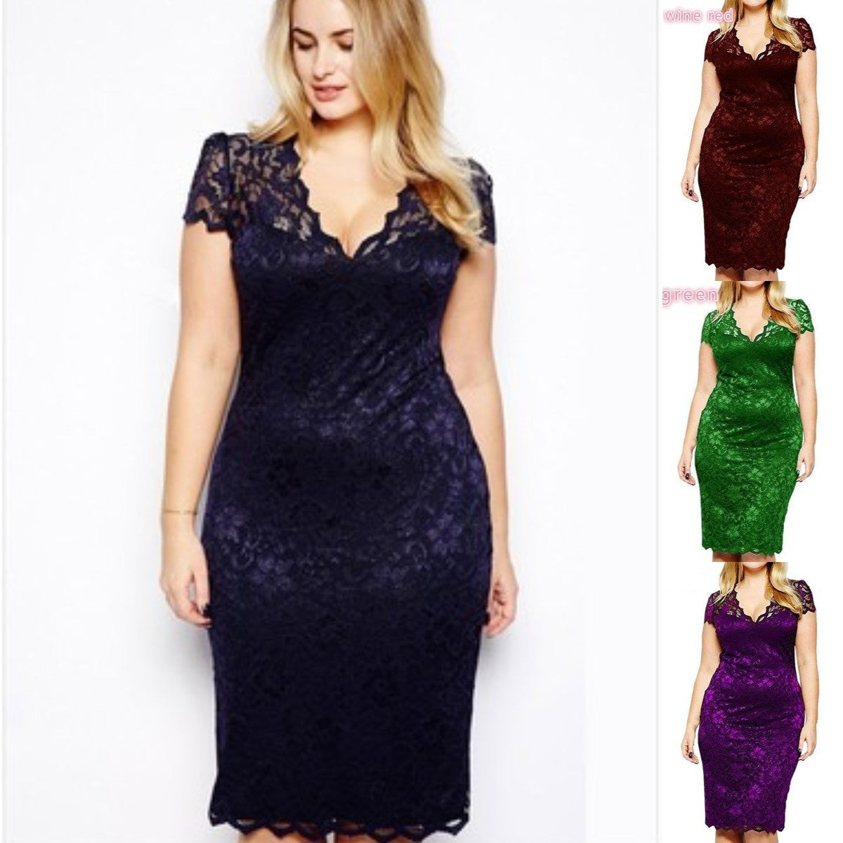 Szexi csipkeruha rövid és díszített ujjakkal