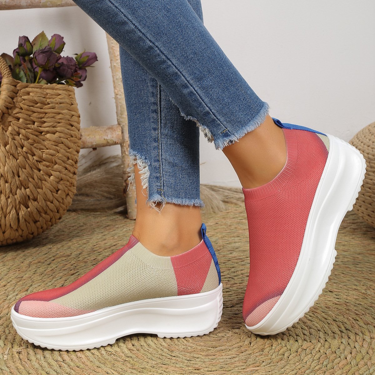 NŐI ORTOPÉD CSIZMÁK NADRÁG hajlítástámogató RAKTÁROK - FASHION COLORBLOCK ZOKNI CIPŐ