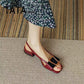 Női Colorblock Block Heel Retro szandál